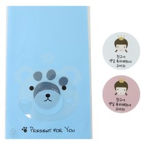 황씨네도시락 비접착 애니멀 봉투 곰 50p + 왕관 걸 스티커 50p, 1세트