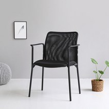 마켓비 AIRY 팔걸이의자 K28, 블랙, 1개