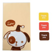 황씨네도시락 비접착 야미봉투 강아지 50p + 사각 땡큐 스티커 50p, 1세트