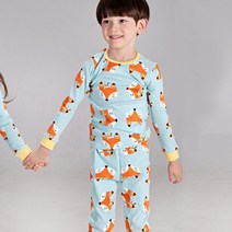 보누맘 아동용 여우얼굴 9부 30수 후라이스 상하의 내의 세트