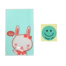 황씨네도시락 비접착 야미봉투 토끼 100p + 스마일 원형 땡큐 스티커 랜덤 발송 100p, 1세트