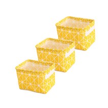 아리코 북유럽 패브릭 바스켓, 옐로우, 3개