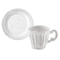 VBCCASA 브런치 1인 세트 2p, 화이트, 머그 스트라이프 + 카나페 접시 보더