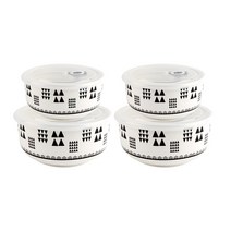 로얄베니스 모던라인 도자기 4종 밀폐찬통 세트 트라이앵글, 1세트, 중 2p + 대 2p