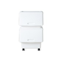 올맘 슬라이딩 리빙박스 대형 60L + 중형 50L, 화이트, 1세트
