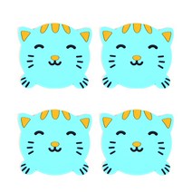DM 알럽홈 동물캐릭터 실리콘 코스터 4p, 고양이