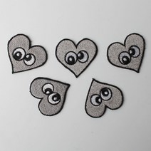 패션포인트 미니 자수 와펜 41 x 38 mm, 하트몬스터 그레이, 5개입