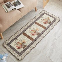 바이데코 순면 워싱 쇼파 앤 주방매트 4단, 꽃바구니 브라운