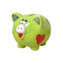 미니띠네 하트 돼지 저금통, 그린, 1개