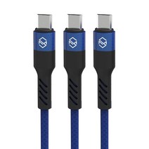 신지모루 로프 마이크로5핀 고속충전 케이블 2m, 블루, 3개입