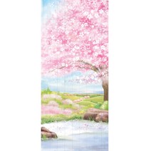 매직픽스 현관문 시트지 벚꽃핀 언덕에서 패널 DU-46, 혼합 색상