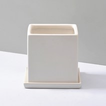가꾸지오 무광택사각화분 + 받침 18SM, 화이트