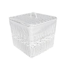 라탄샵 빅 정사각 뚜껑 바구니 B405 370 x 370 x 320 mm, 화이트, 1개