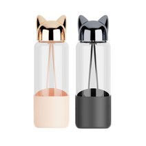 푸코 폭스 내열유리 보틀 350ml x 2p 세트, 골드, 블랙