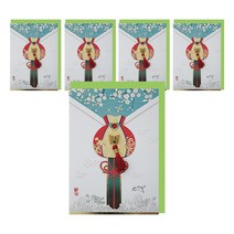 프롬앤투 T218-4 부자복주머니 연하장 축하 감사카드 5p + 봉투 5p + 속지 5p, 혼합 색상, 1세트