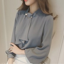 코코블랑 여성용 진주버클 러플블라우스