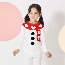 유니프랜드 아동용 하트목도리 오가닉 20수 후라이스 9부 실내복 상하세트