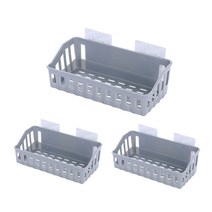 리빙듀오 부착식 파스텔 그물선반, 그레이, 3개