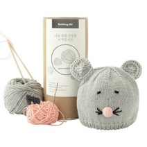 멜로우 니팅키트 신생아 쥐 모자 그레이, 남여공용