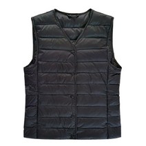 로이몬스터 여성용 패딩조끼 가로줄V넥 231111