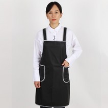 팀쿡 엣지 스트라이프 방수앞치마 68 x 75 cm, 검정, 2개