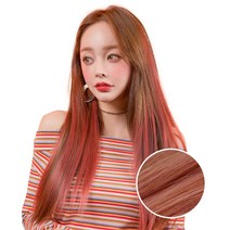 가발매니아 스트레이트 퍼트널컬러 붙임머리, 피치코랄, 3개