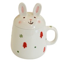 모이내츄럴 겨울 토끼뚜껑 머그, 트리레드, 1개