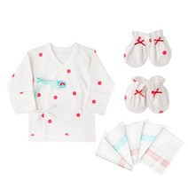 필리앤임프스 출산 배냇저고리 + 손싸개 + 발싸개 + 필리퓨어 코튼 손수건 5p 세트