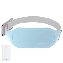 스마트 슬림웜 온열 배 허리 복부 찜질기 WT-1300B + 배터리 10000mAh, 스카이블루(WT-1300B)