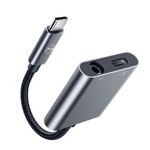 맥도도 USB C to 3.5mm 오디오 AUX + C타입 충전 듀얼 젠더 그레이, CA-754