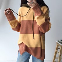 엔비룩 여성용 배색 후드 니트