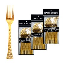 쓱싹 고급 플라스틱 체크골드 일회용 포크 19cm, 20개입, 3개