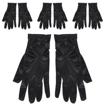 파티쇼 파티 드레스 손목장갑 공단, 블랙, 4개