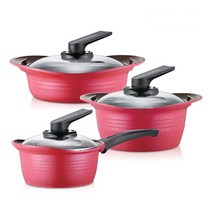 로이첸 IH 더 건강한 냄비 B세트 3개, 혼합색상, 편수냄비 18cm + 양수냄비 20cm + 전골냄비 24cm