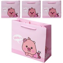 포포팬시 위드 뽀로로 통통 쇼핑백 4p, 핑크