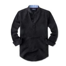 제이앤몰스 남성용 스판 헨리넥 긴팔 셔츠