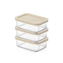 글라스락 이지오픈 직사각 밀폐용기 세트 그레이 715ml, 1세트, 용기 3p
