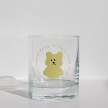 레이지띵 레이지 베어 글라스 컵 300ml, yellow, 1개