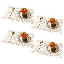 마켓피오 주방 pvc 레트로 레이스 식탁매트 4p, 타입11, 30 x 45 cm