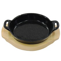 한손 원형 웰빙 무쇠 주물팬 + 나무 받침대 세트 인덕션 IH, 3호(20cm), 1세트