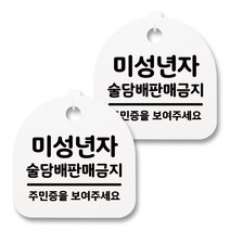 뭉키월드 아크릴 안내표시판 2p + 걸이용 후크 2p, 154 미성년자 술담배 판매금지(화이트), 1세트