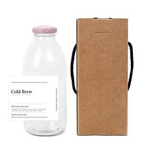 원형 핑크캡 밀크티병 500ml + 클래식콜드브루 병라벨 스티커 + 박스, 10세트