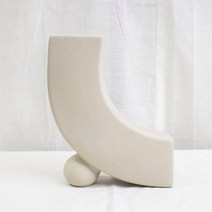 무드 세라믹 화병 커브닷, 베이지