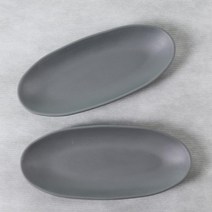 칠린 멜라민웨어 오발 플레이트세트 다크그레이 대, 1세트, 플레이트 2p