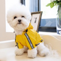 퍼피아 강아지 빛반사 방수 바람막이, 옐로우