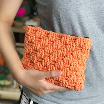 야나 브릿지 바둑판 클러치 뜨개질 DIY 패키지, 1세트, 232 오렌지멜란지