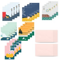 왈가닥스 플레잉 데이즈 레터 편지지 24p + 봉투 12p 세트, 도그(거리, 소파, 들판, 방안, 지붕, 창문), 1세트
