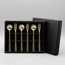 테이블아트 테드 티타늄 티스푼 티포크 + 케이스 세트, 1세트, 티스푼 3p + 티포크 3p