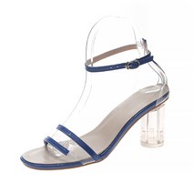 마켓에이 여성용 스토퍼 스트랩 청키 유리굽 샌들힐