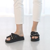 잠비 여성용 진주 프릴 장식 슬리퍼 4cm